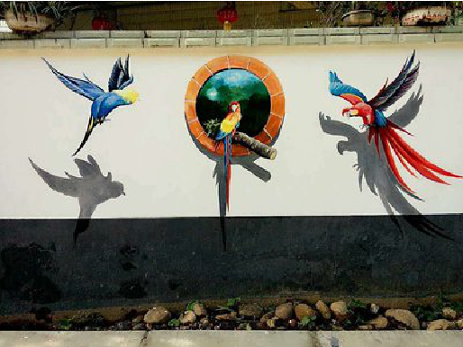 三原视觉错位-3D墙绘设计