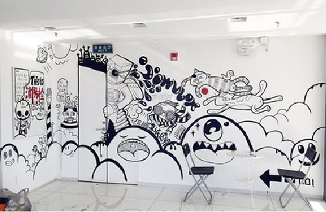 三原手绘墙并非传统涂鸦。